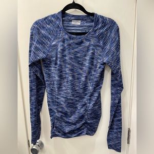Athleta Fastest Track Long sleeve running shirt, blue space dye, medium